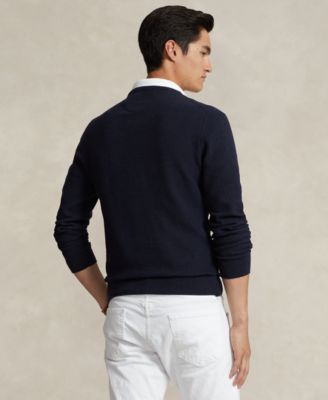 Men's Textured Cotton Crewneck Sweater