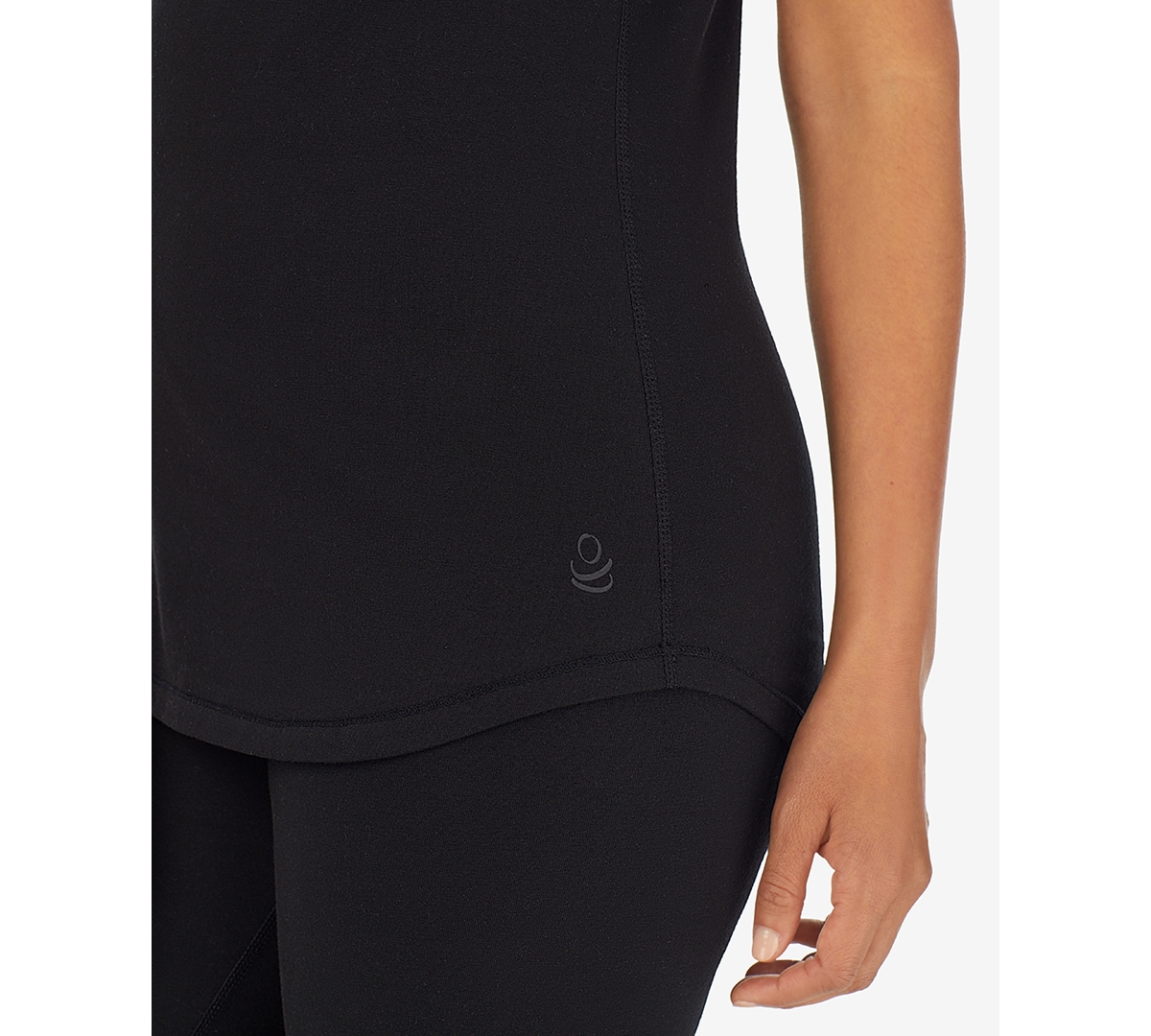 Shop Cuddl Duds Women's Cottonwear Short-sleeve Scoop-neck Tee In Black