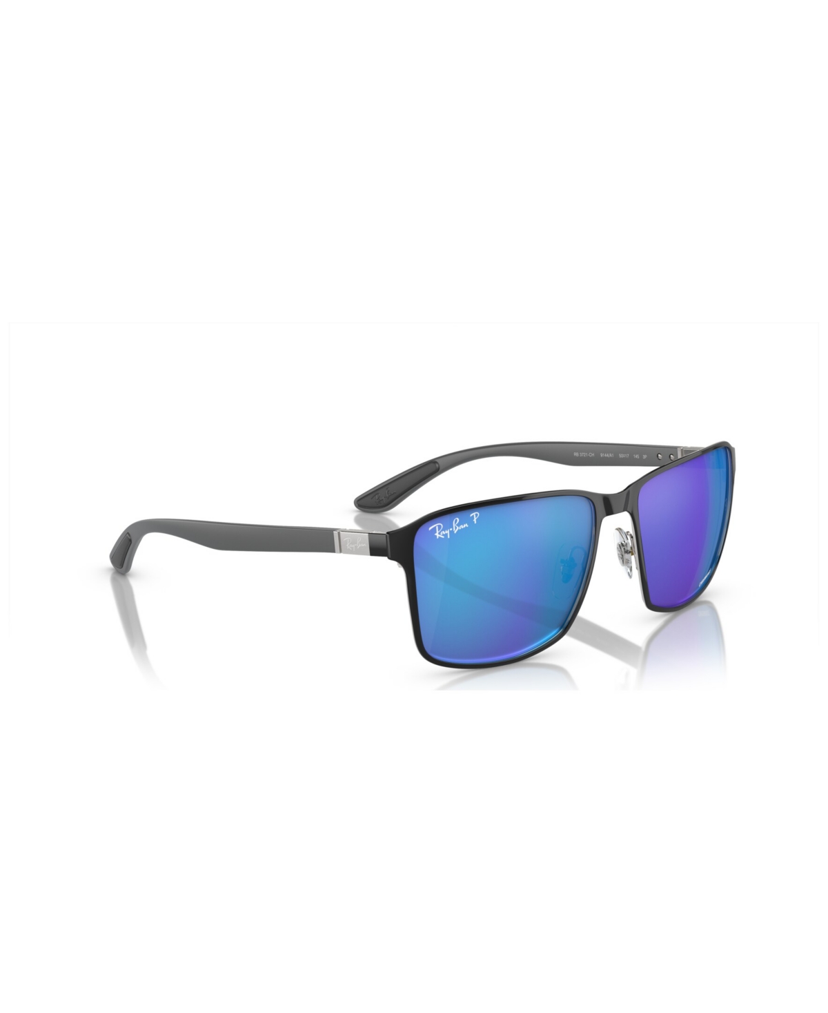 Ray Ban Unisex Polarized Sunglasses, Mirror Rb3721ch In Black On Silver