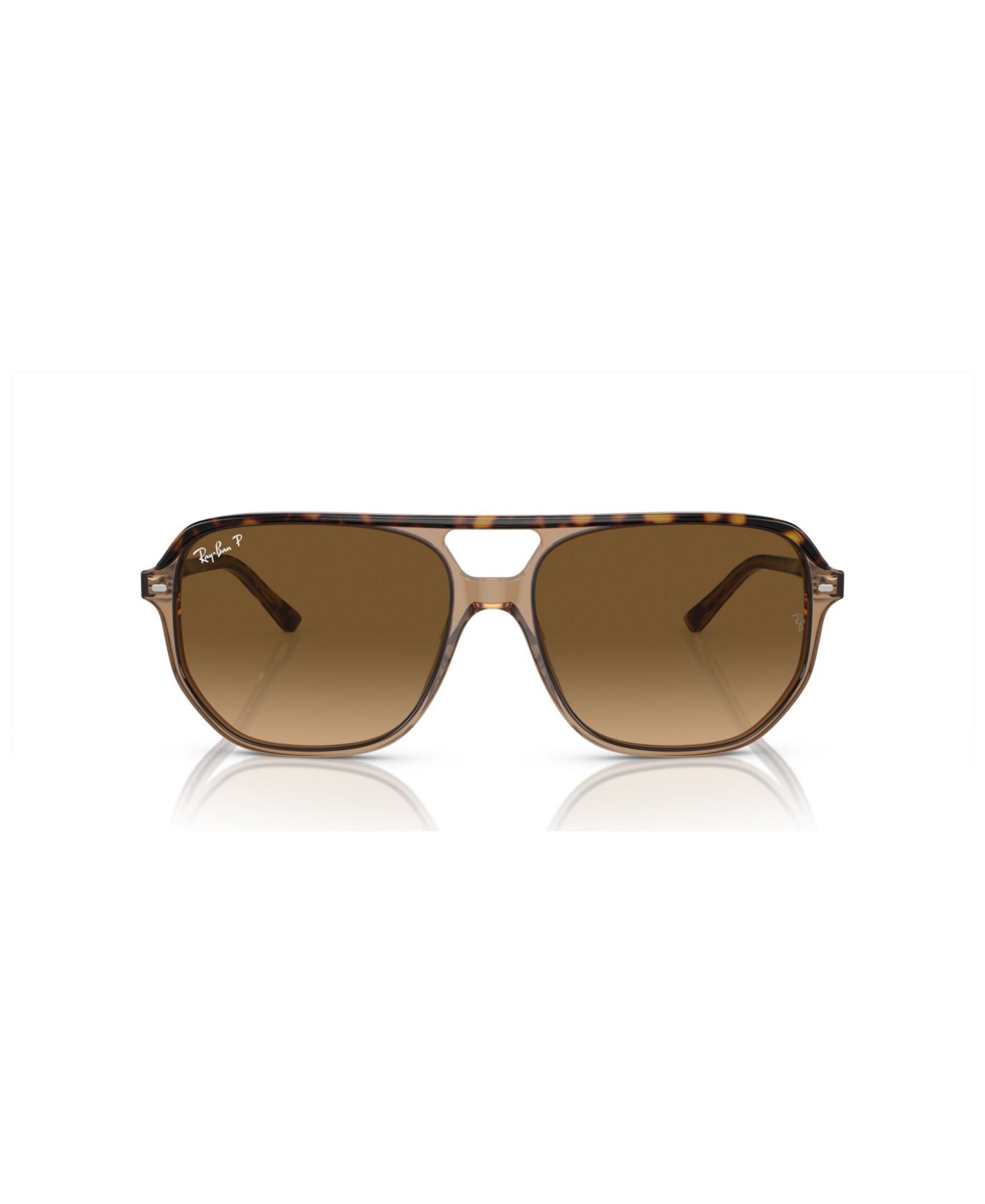Солнцезащитные очки Ray-Ban Unisex Bill One Polarized Sunglasses, Gradient RB2205, цвет: Гавана прозрачный коричневый — фото 4