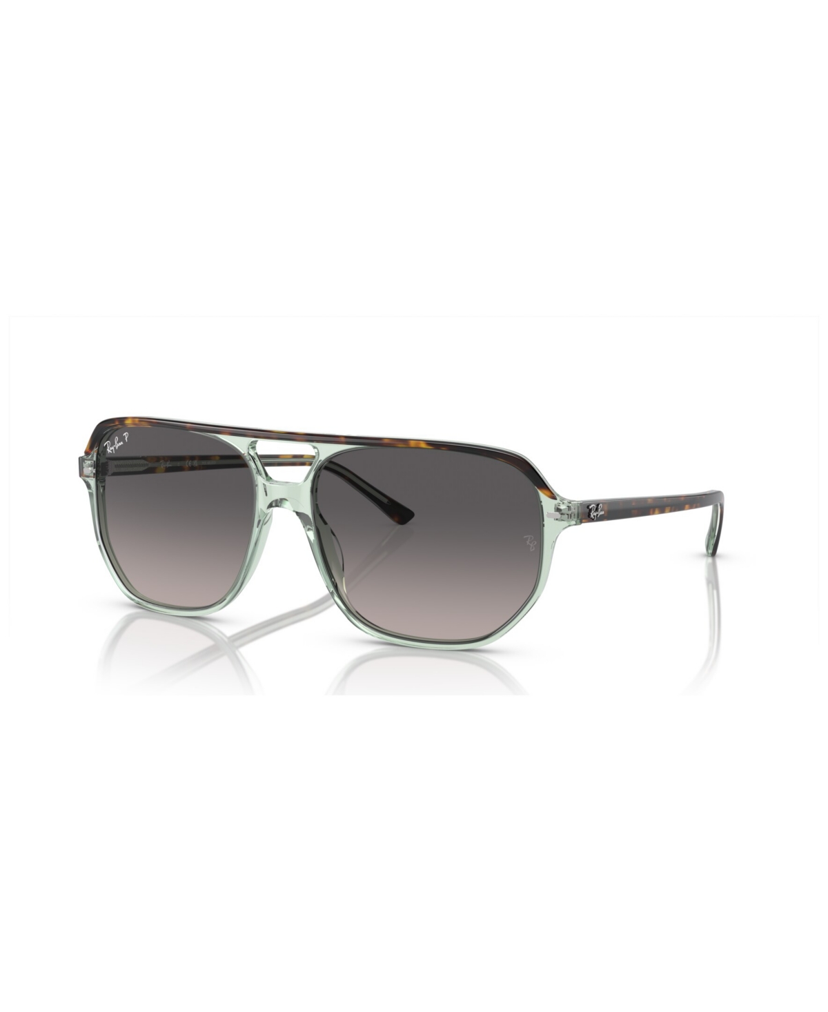 Ray Ban Unisex Bill One Polarized Sunglasses, Gradient Rb2205 In Havana On Transparent Green