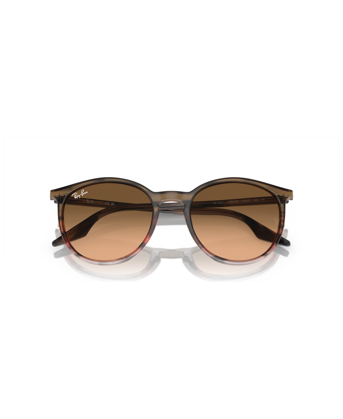 Ray Ban Rb2204 Sunglasses Striped Brown Frame Pink Lenses 54-20 In Striped Brown  Red