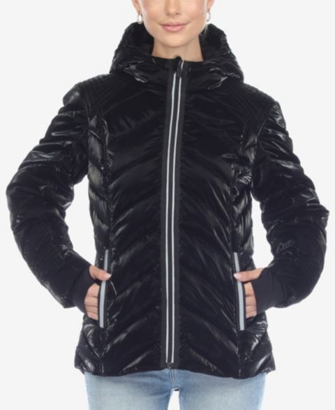 Женские куртки White Mark Midweight Quilted Contrast with Thumbholes Hooded Jacket