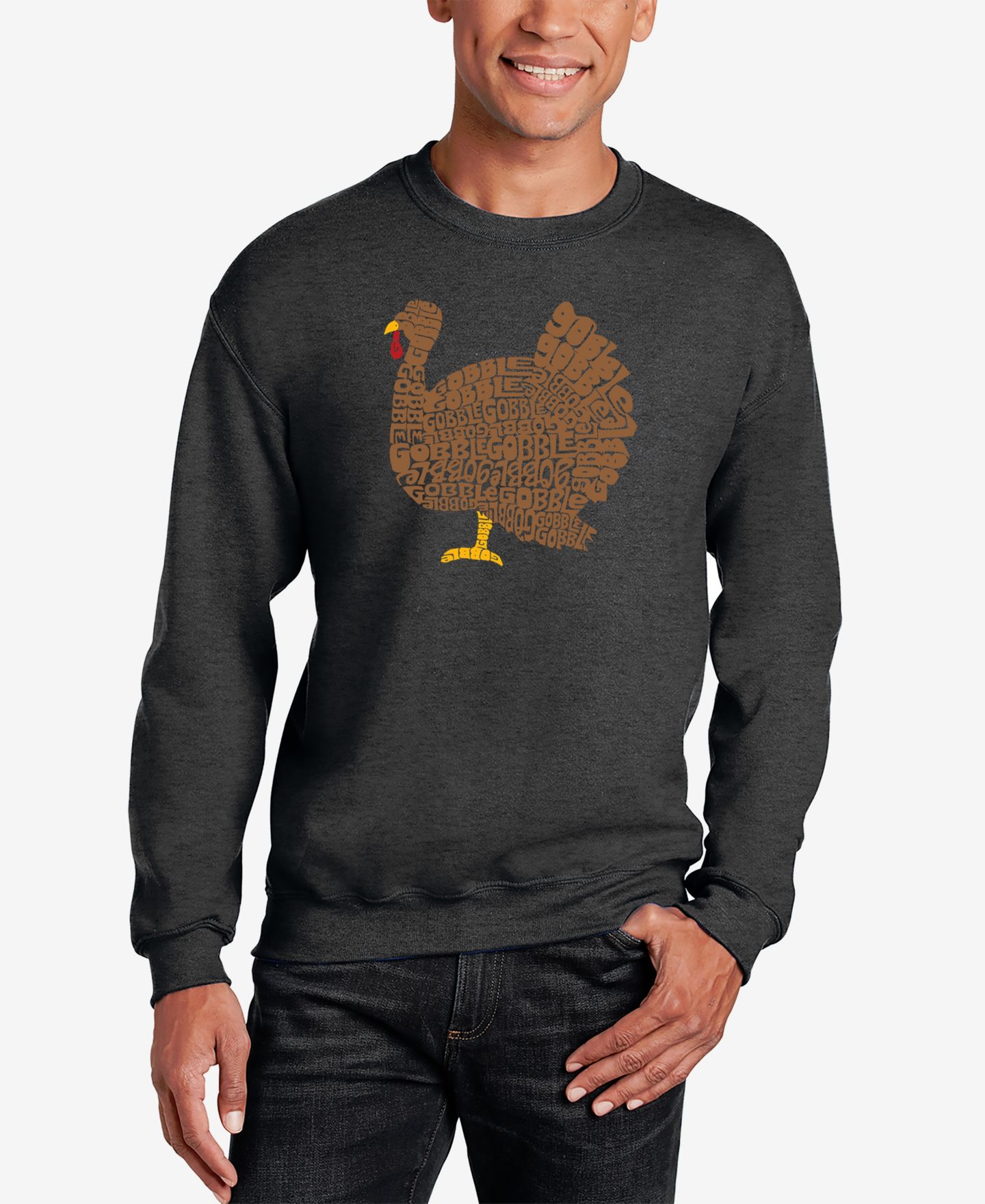 Мужская толстовка LA Pop Art Thanksgiving Word Art Crewneck, цвет: Чёрный — фото 4