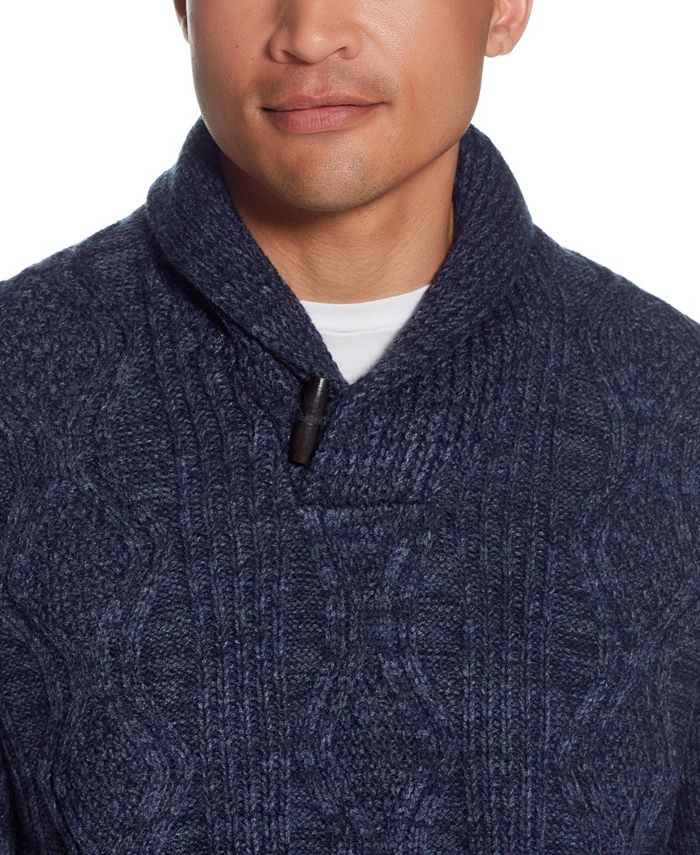 mens cable knit shawl collar sweater