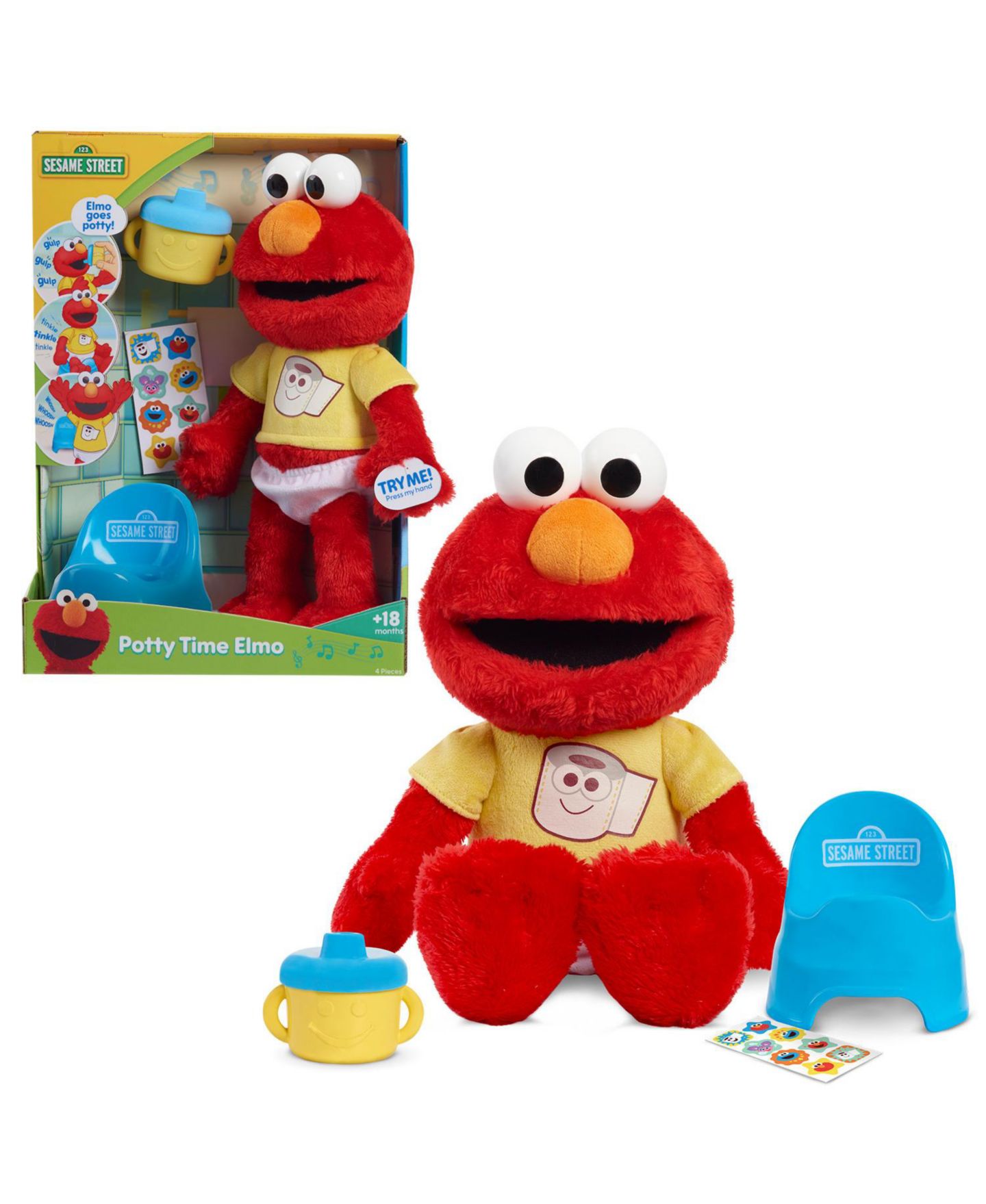 Детская мягкая игрушка Sesame Street Potty Time Elmo 12" Plush Stuffed Animal, Sounds and Phrases, Potty Training Tool — фото 2
