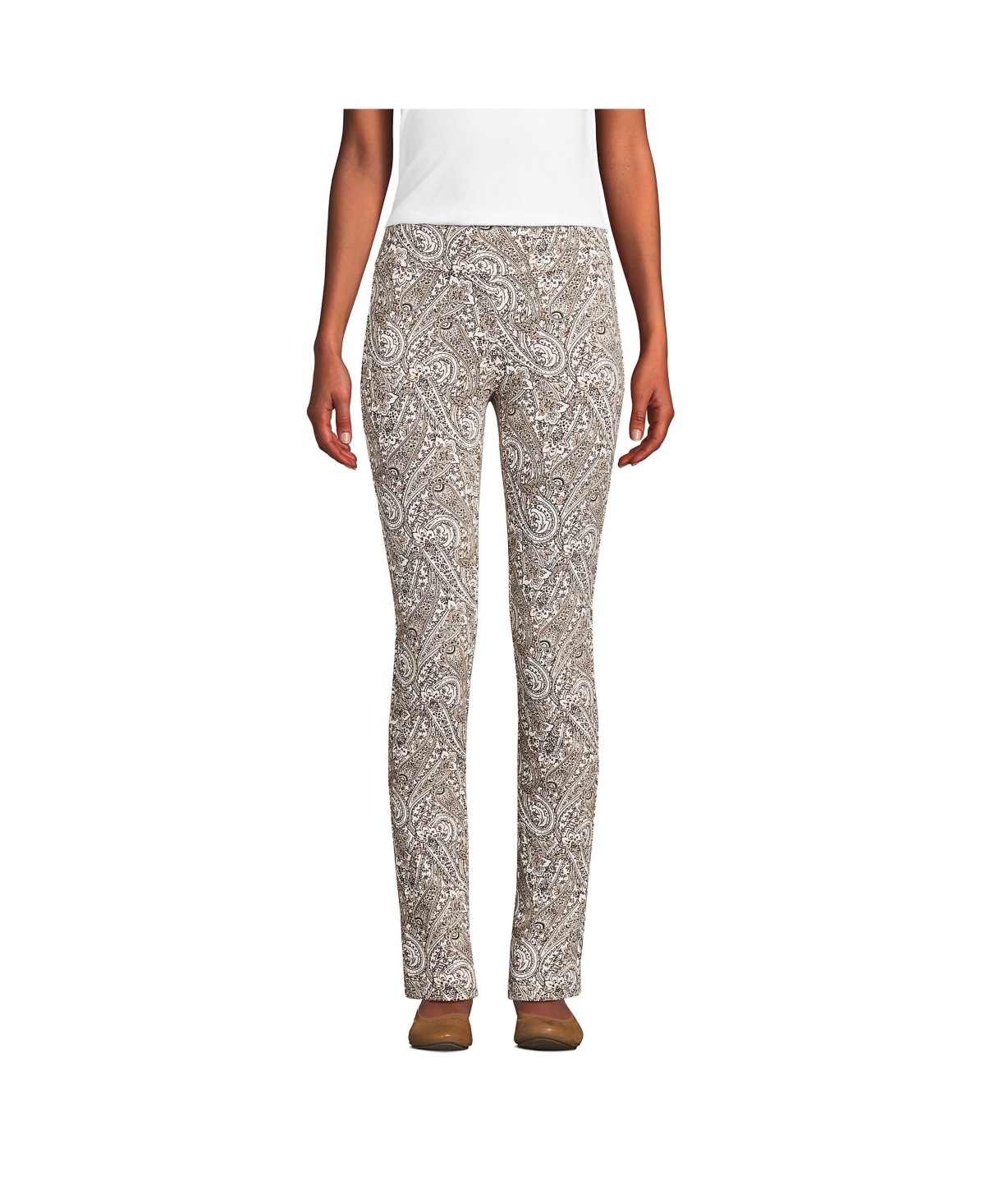 Lands' End Women's Petite Starfish Mid Rise Slim Leg Elastic Waist Pull On Pants