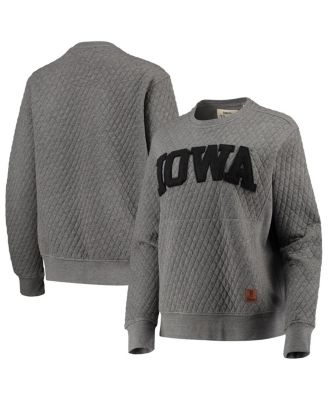 Women's Heather Charcoal Iowa Hawkeyes Moose Quilted Pullover Sweatshirt
