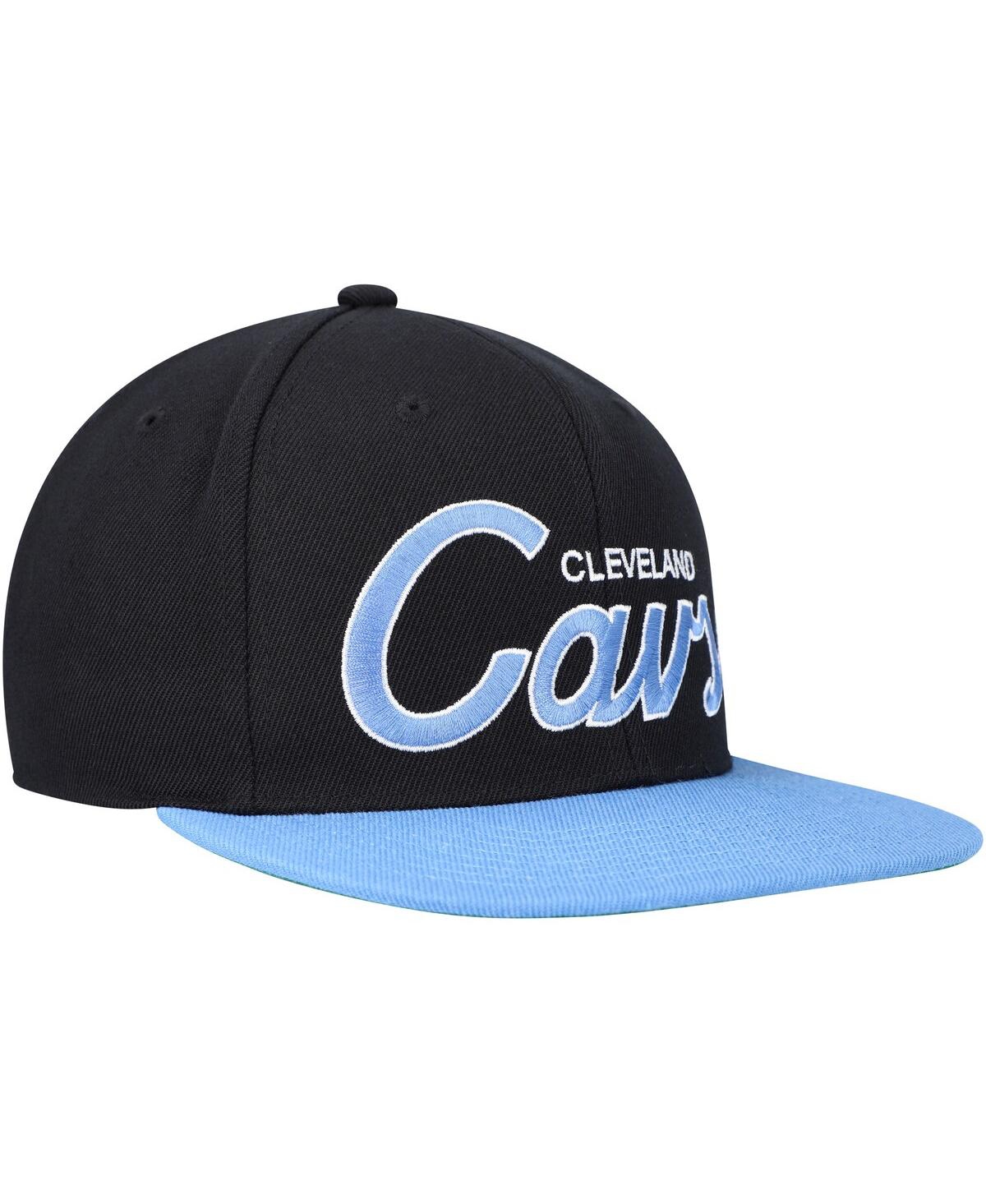 Mitchell & Ness Men's  Black Cleveland Cavaliers Hardwood Classics Mvp Team Script 2.0 Snapback Hat In Black