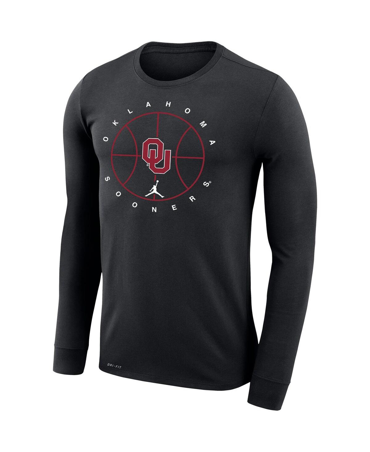 Men's JordanOklahoma Sooners Basketball Icon Legend Performance Long Sleeve T-shirt - Black