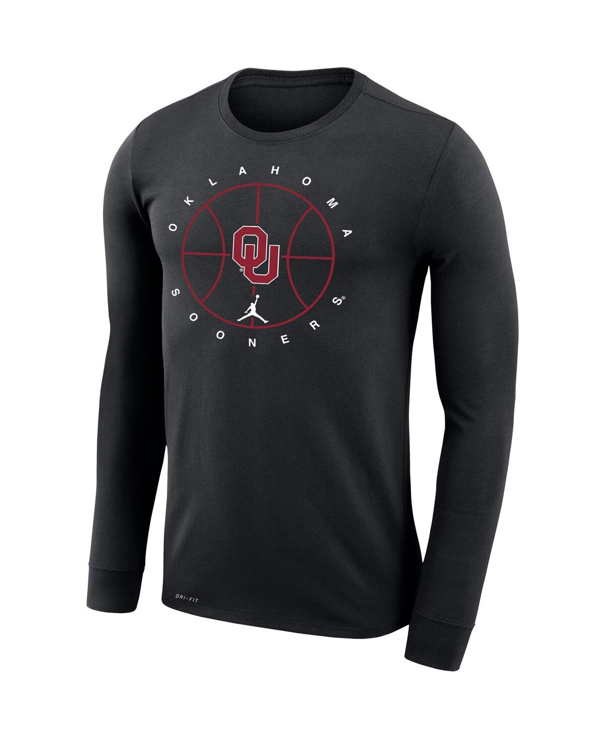 Shop Jordan Men's  Black Oklahoma Sooners Basketball Icon Legend Performance Long Sleeve T-shirt