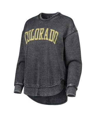 Women's Black Colorado Buffaloes Vintage-Like Wash Pullover Sweatshirt