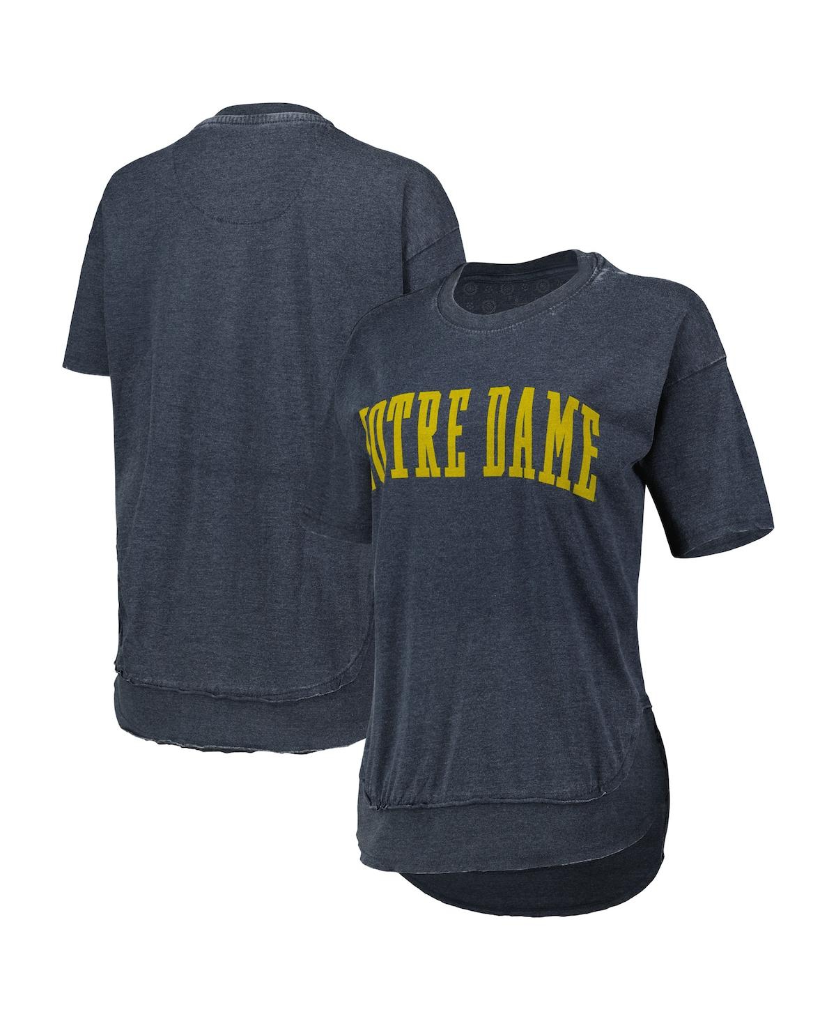 PRESSBOX WOMEN'S PRESSBOX HEATHERED NAVY NOTRE DAME FIGHTING IRISH ARCH PONCHO T-SHIRT 