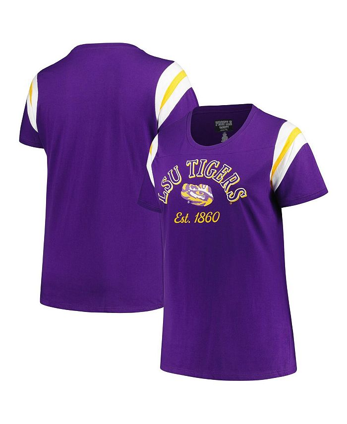Profile Women's Purple LSU Tigers Plus Size Striped Tailgate Scoop Neck ...