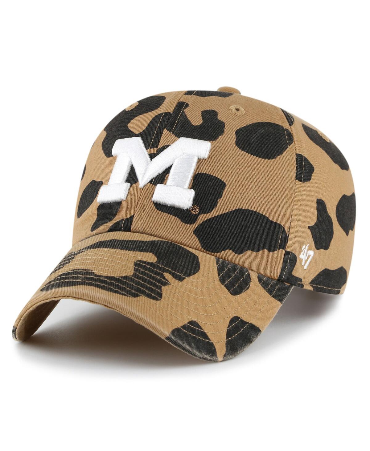 47 Brand Women's ' Michigan Wolverines Rosette Leopard Clean Up Adjustable Hat In Brown