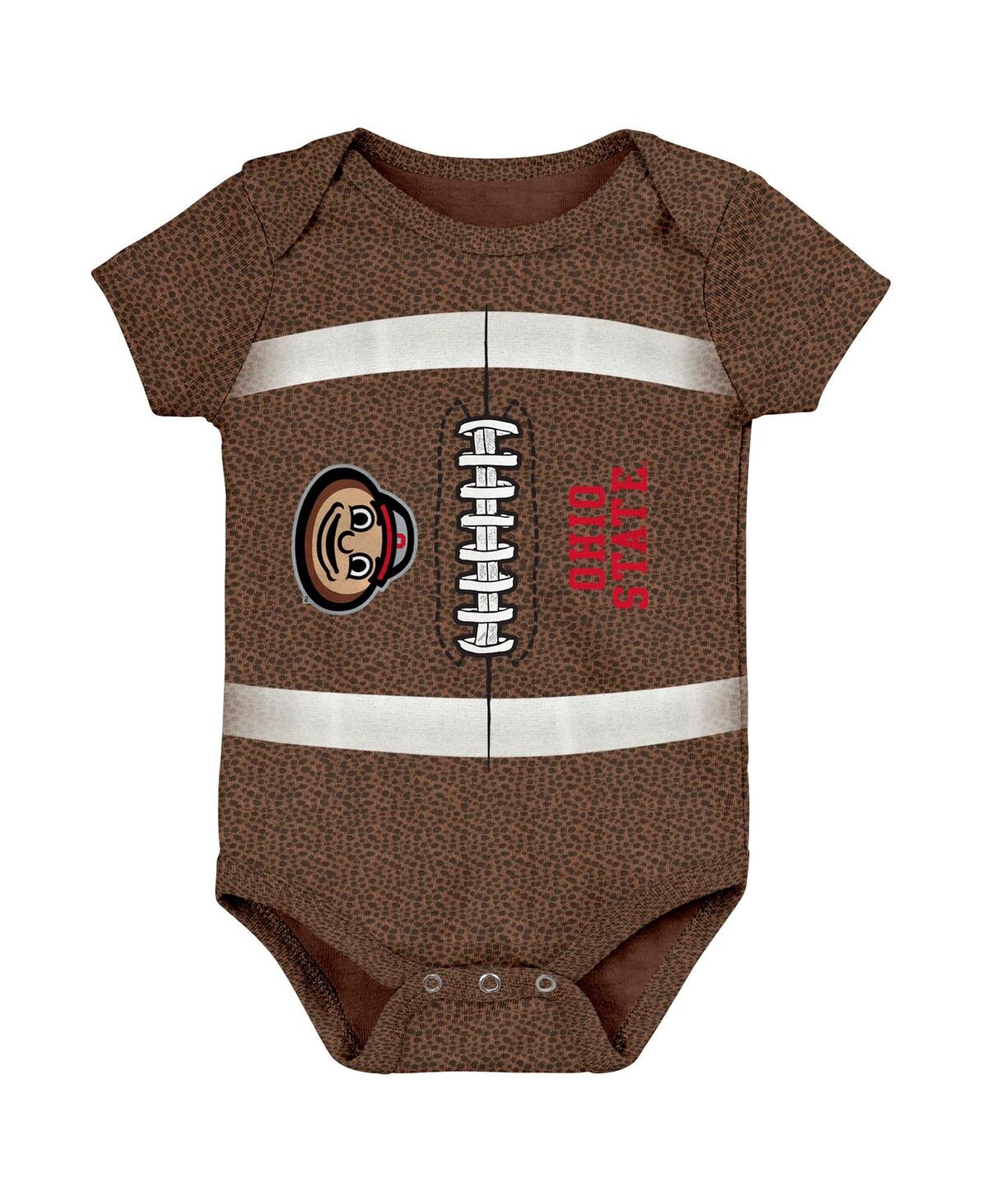 Outerstuff Newborn And Infant Boys And Girls Brown Ohio State Buckeyes Catch Me Football Bodysuit In Brown