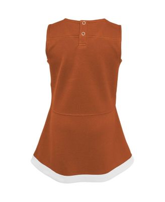 Big Girls Texas Orange, White Texas Longhorns Cheer Captain Jumper Dress