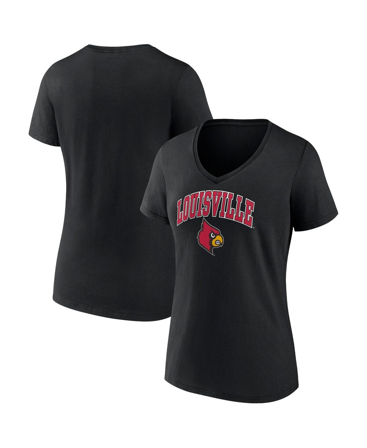Women's Fanatics Branded White Louisville Cardinals Evergreen Campus V-Neck T-Shirt