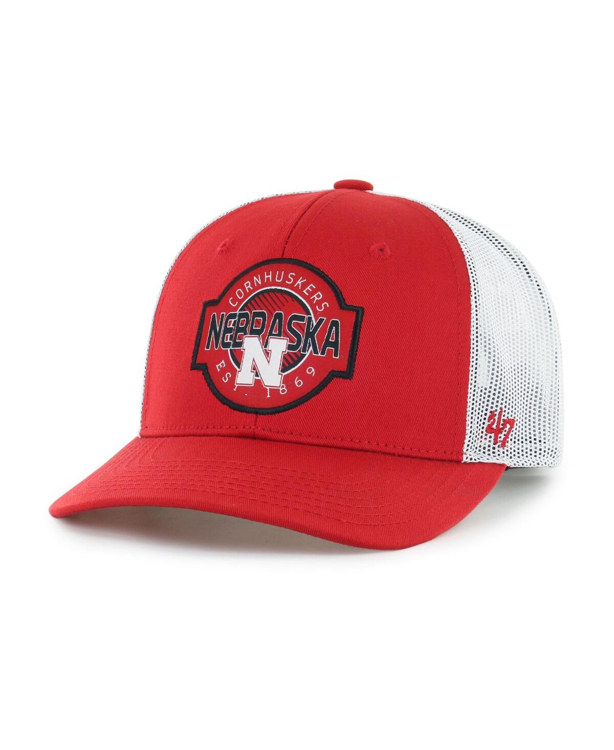 47 Brand Kids' Big Boys And Girls ' Scarlet Nebraska Huskers Scramble Trucker Adjustable Hat