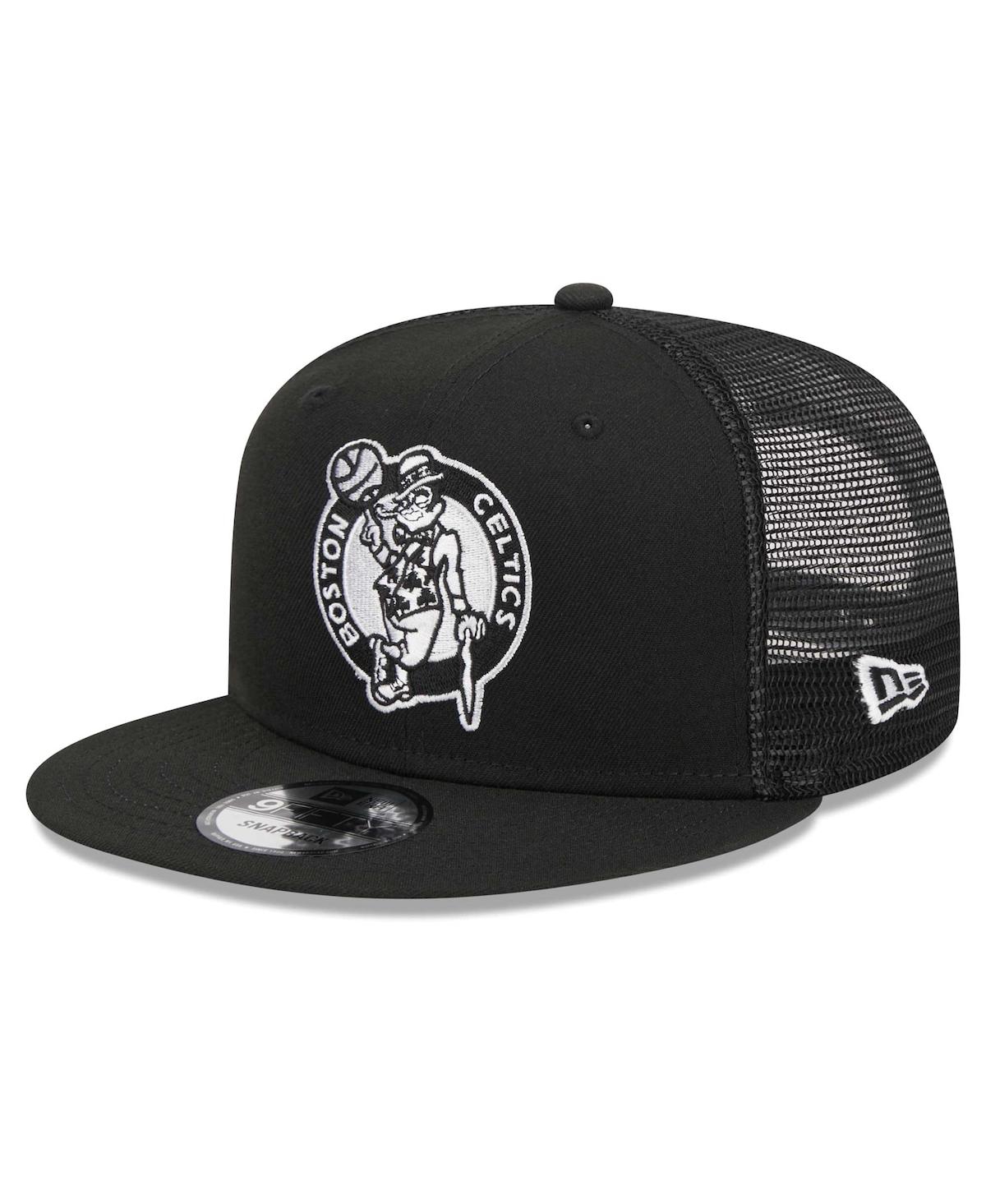 NEW ERA MEN'S NEW ERA BLACK BOSTON CELTICS EVERGREEN 9FIFTY TRUCKER SNAPBACK HAT 