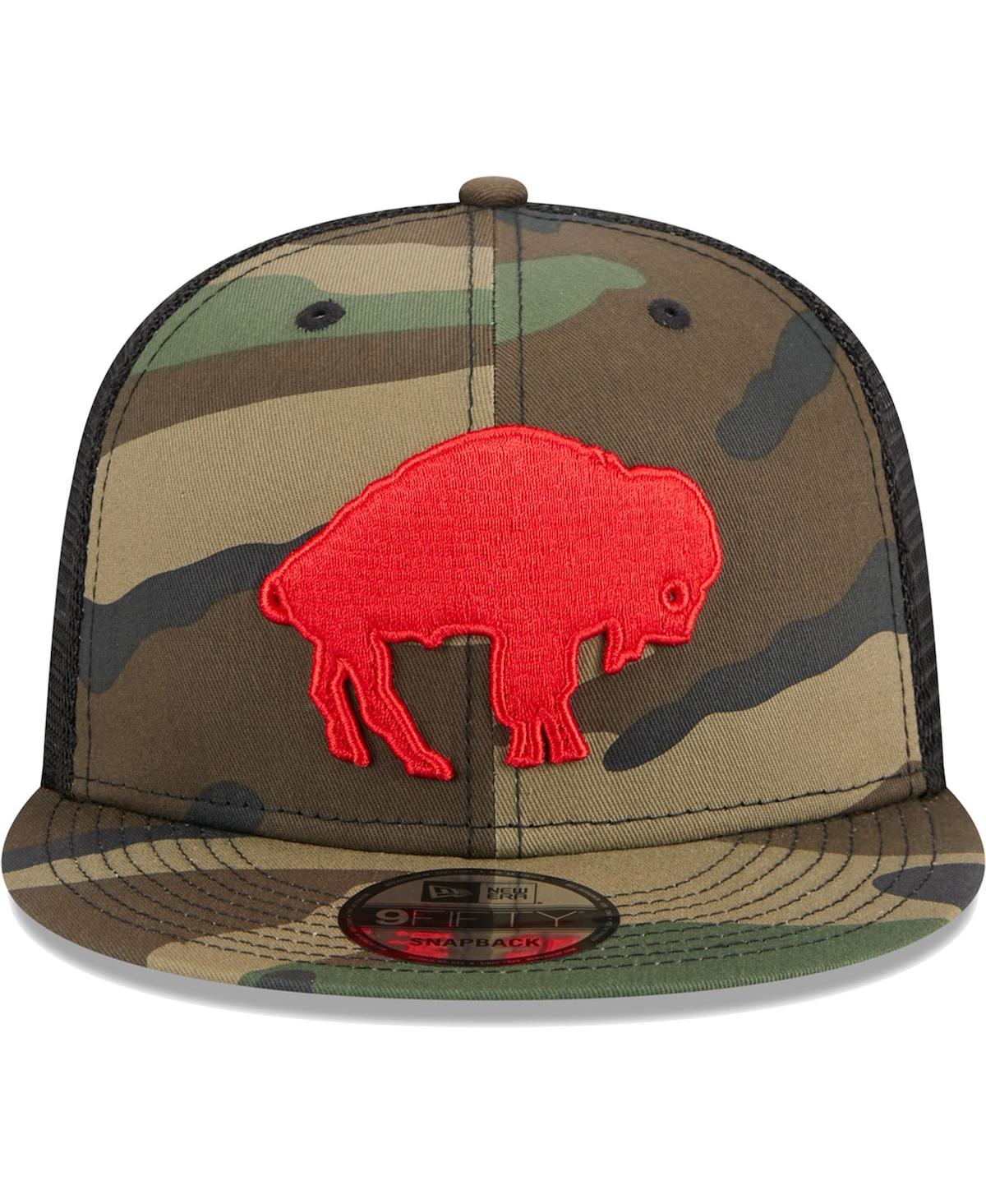 NEW ERA MEN'S NEW ERA CAMO BUFFALO BILLS THROWBACK MAIN TRUCKER 9FIFTY SNAPBACK HAT 