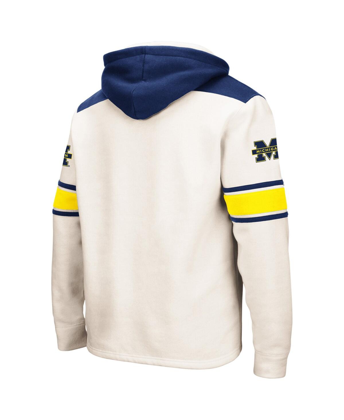 Colosseum Men's  Cream Michigan Wolverines Big And Tall Hockey Lace-up Pullover Hoodie In Cream