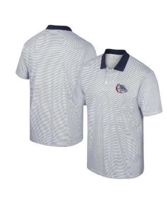 Men's White, Navy Gonzaga Bulldogs Print Stripe Polo Shirt