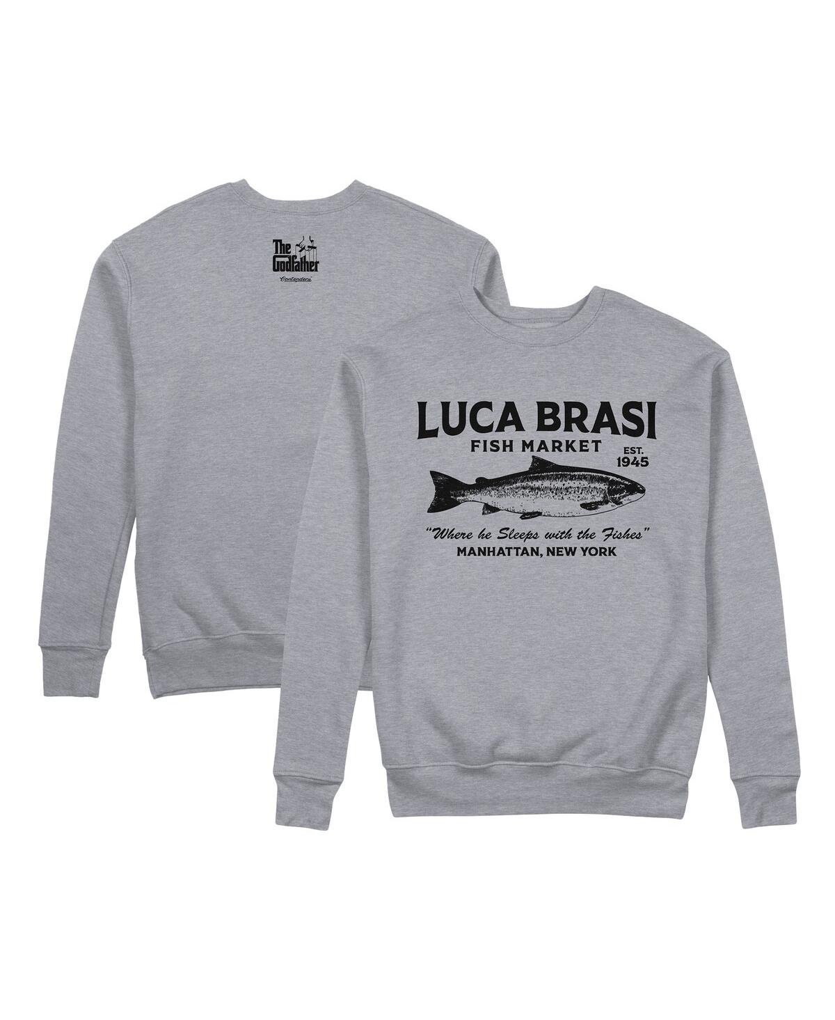 Contenders Clothing Men's  Heather Gray The Godfather Luca Brasi Fish Market Pullover Sweatshirt