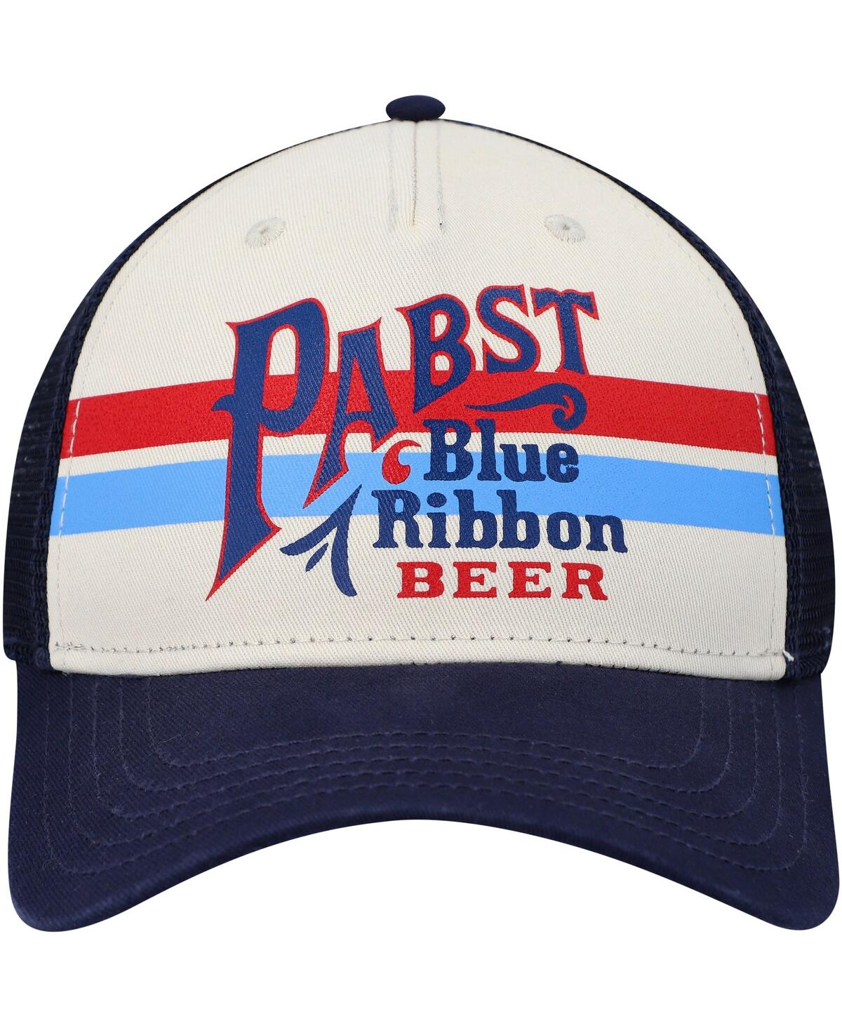 AMERICAN NEEDLE MEN'S AMERICAN NEEDLE CREAM, NAVY PABST BLUE RIBBON SINCLAIR SNAPBACK HAT 