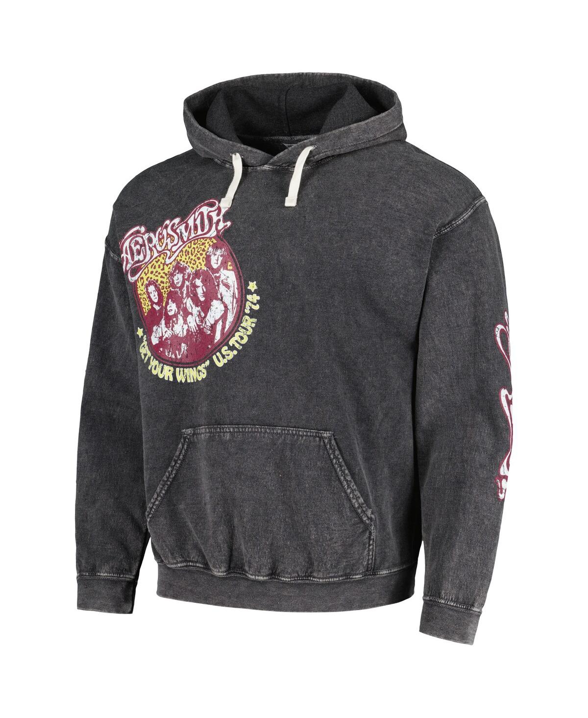 Shop Philcos Men's Black Aerosmith Get Your Wings Washed Pullover Hoodie