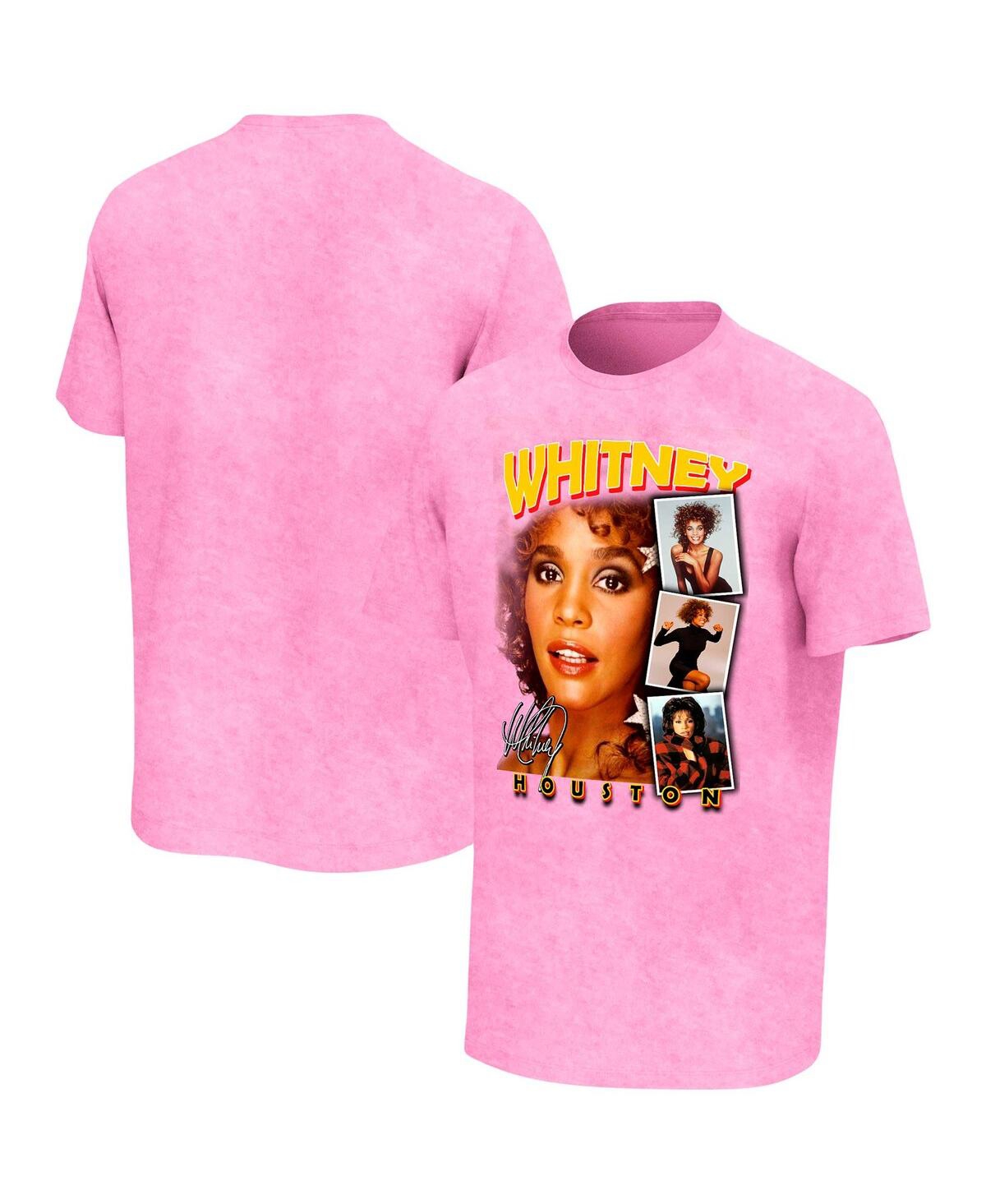 Philcos Men's Pink Whitney Houston Photo Collage Washed T-shirt