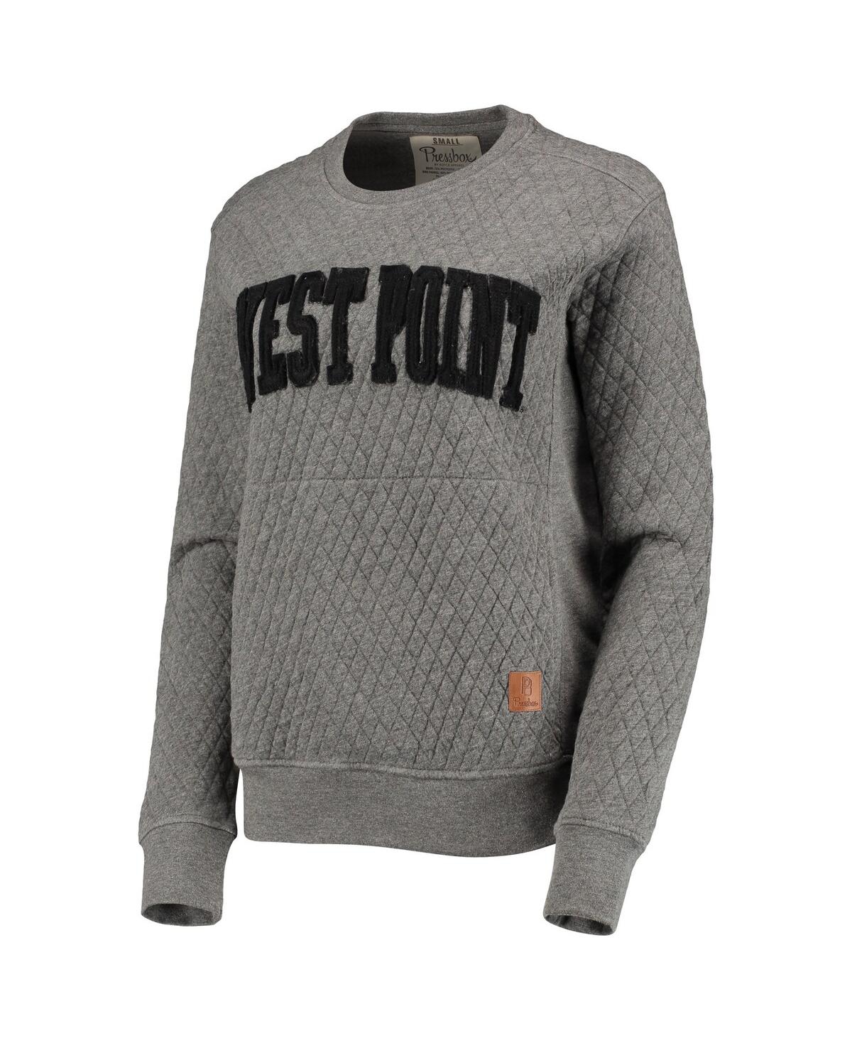 PRESSBOX WOMEN'S PRESSBOX HEATHER CHARCOAL ARMY BLACK KNIGHTS MOOSE QUILTED PULLOVER SWEATSHIRT 