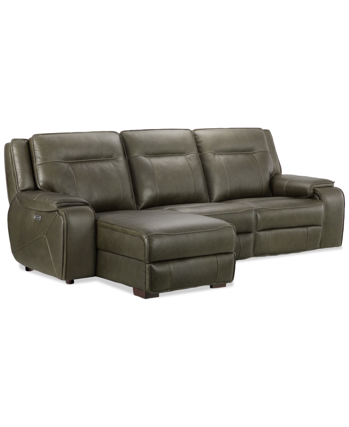 Macy's Hansley 3-pc Zero Gravity Leather Sofa With 2 Power Recliners And Chaise, Created For  In Grey