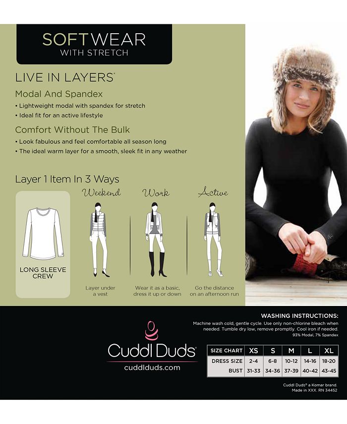 Cuddl Duds Women's Softwear Long-Sleeve Crewneck Top - Macy's