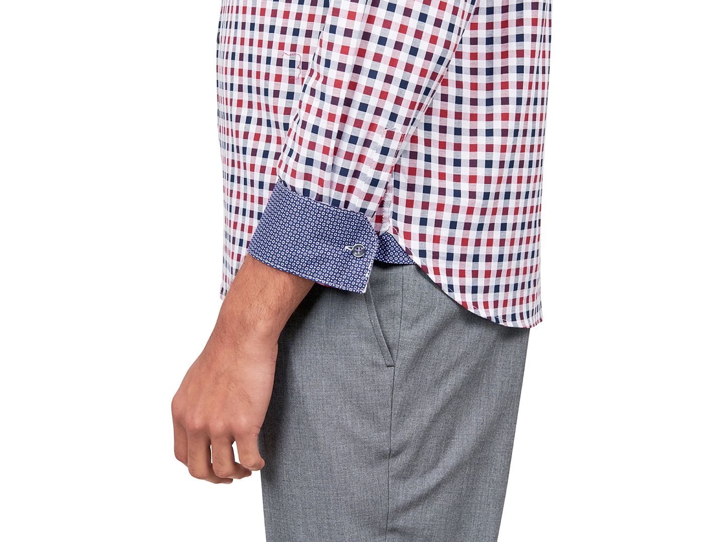 Мужская рубашка MICHELSONS OF LONDON Twill Check, цвет: Бордовый — фото 4