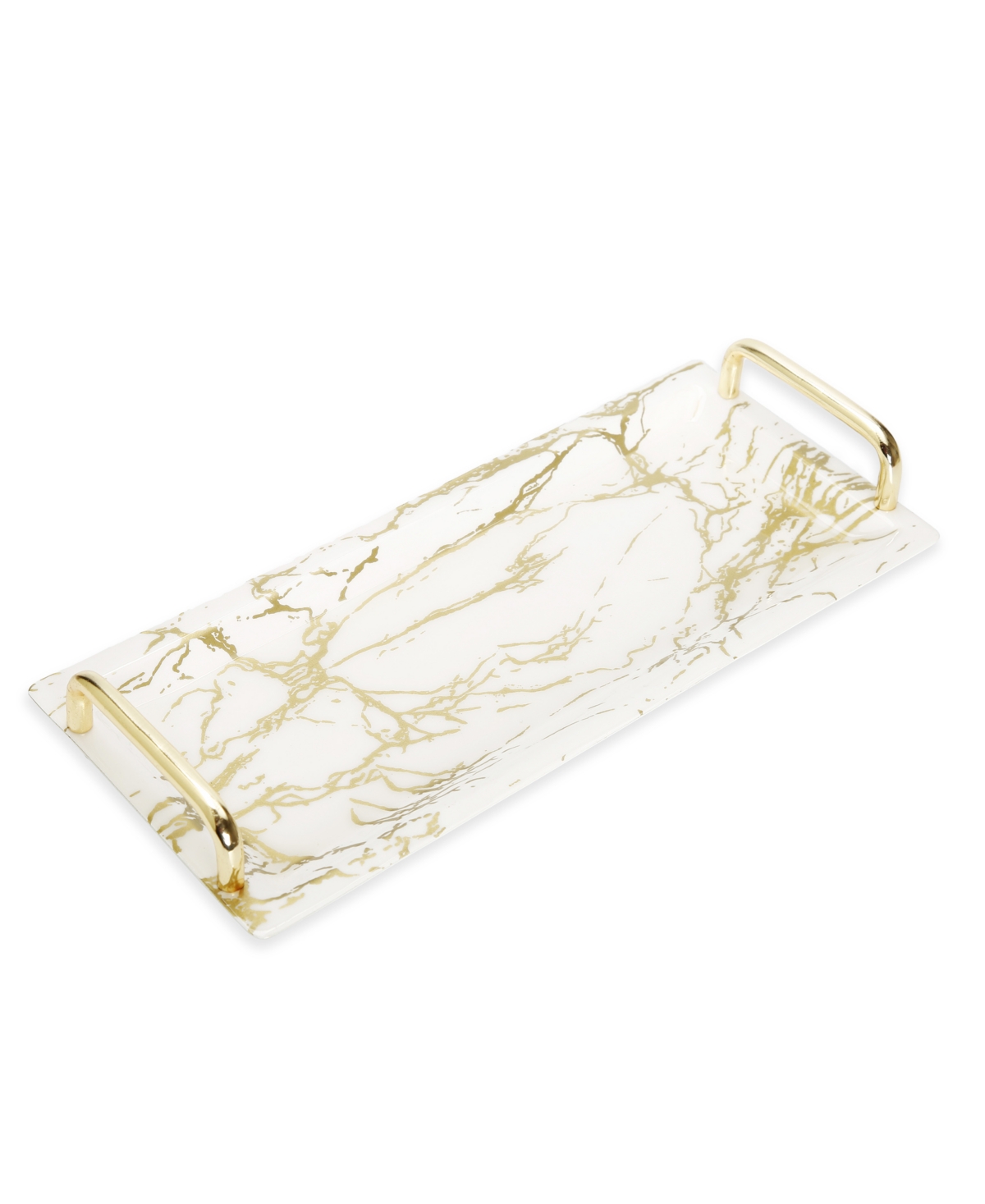 Shop Classic Touch Gold-tone Marble 3 Bowl Serving Dish With Gold-tone Ball Design, Set Of 4 In White