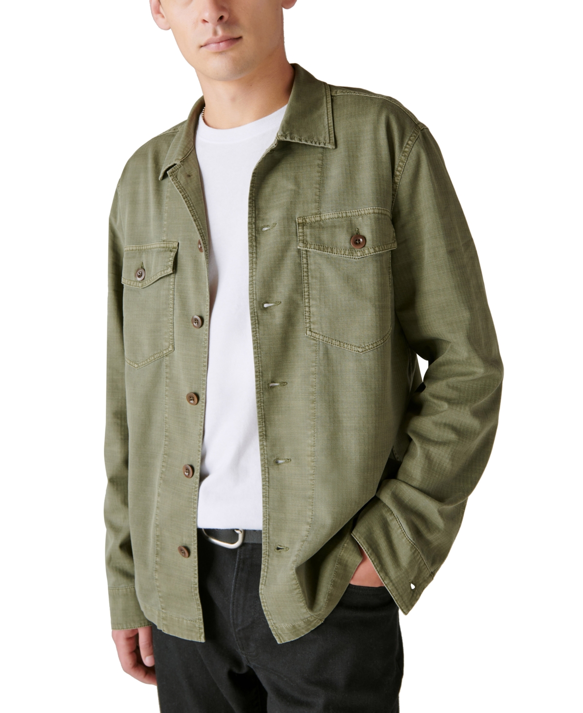 Lucky Brand Men's Rolling Stones Long Sleeves Overshirt In Four Leaf Clover