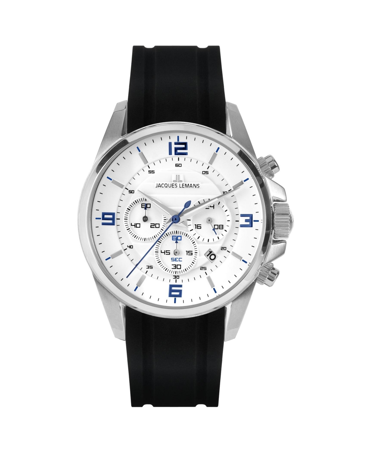 Men's Liverpool Watch with Silicone, Solid Stainless Steel Leather Strap, Chronograph - White