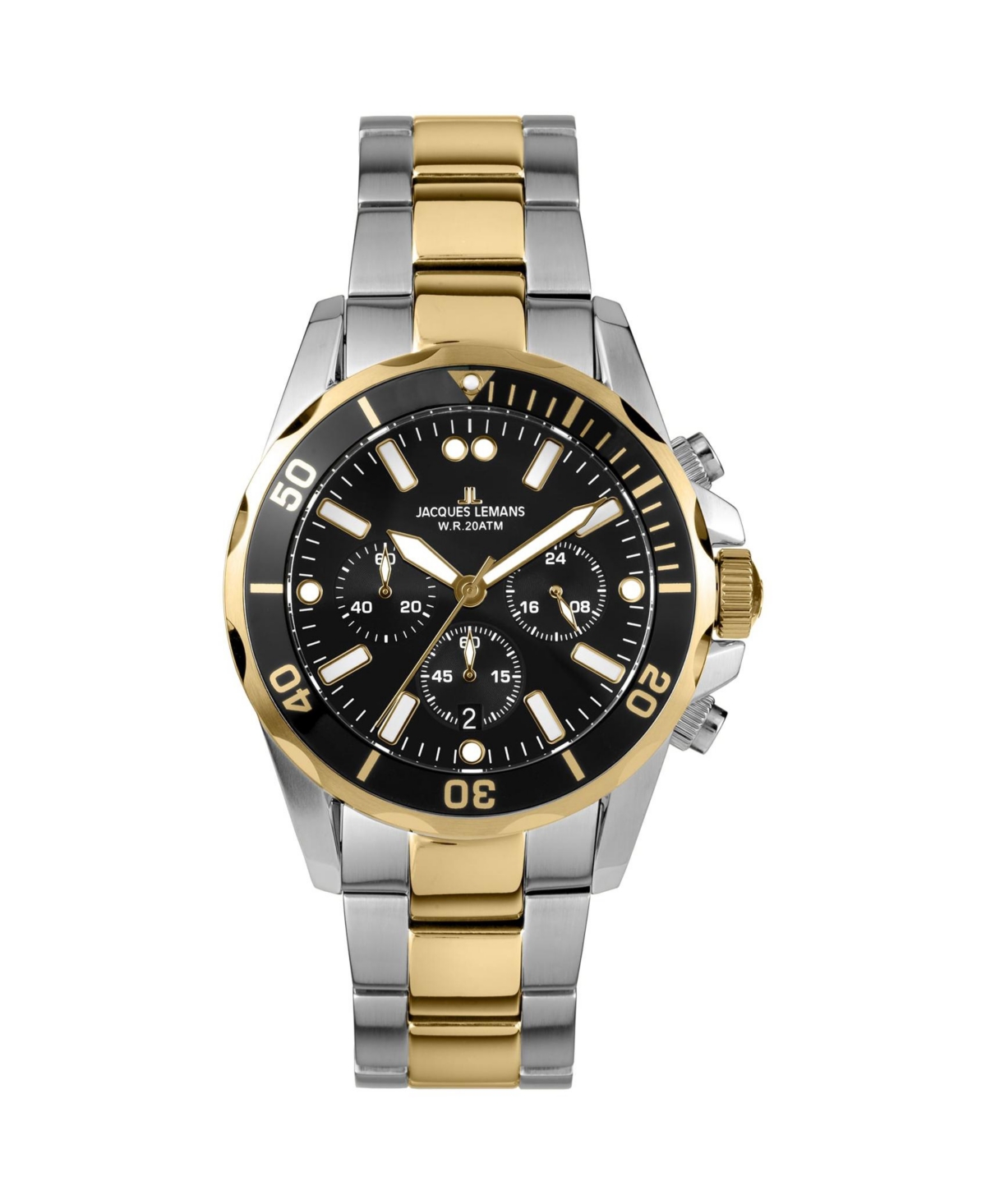 Men's Liverpool Watch with Solid Stainless Steel Strap, Ip Gold Bicolor, Chronograph, 1-2091 - Black