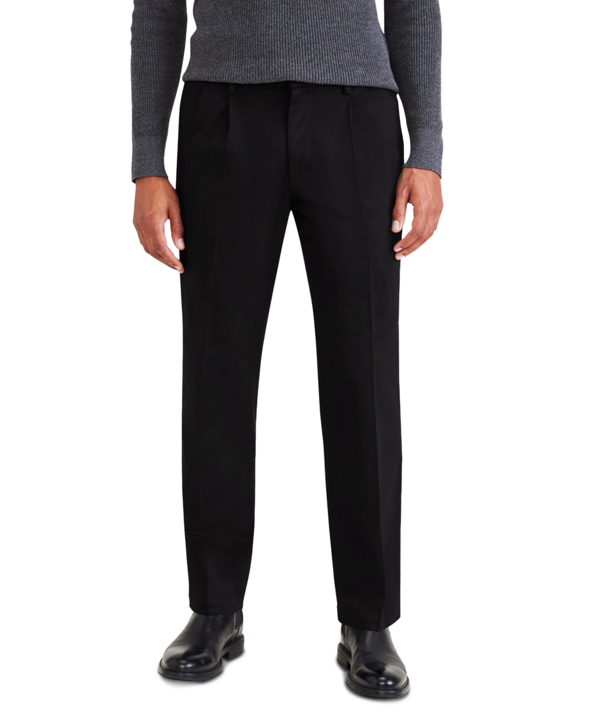 Shop Dockers Men's Big & Tall Signature Classic Fit Pleated Iron Free Pants With Stain Defender In Beautiful Black