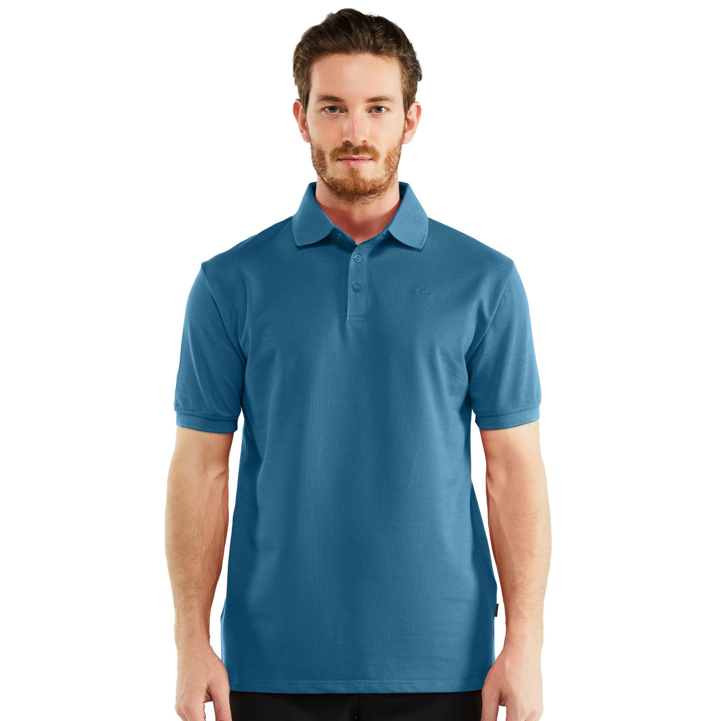 Мужское поло Mio Marino Classic-Fit Cotton-Blend Pique Polo Shirt, цвет: Синий — фото 1