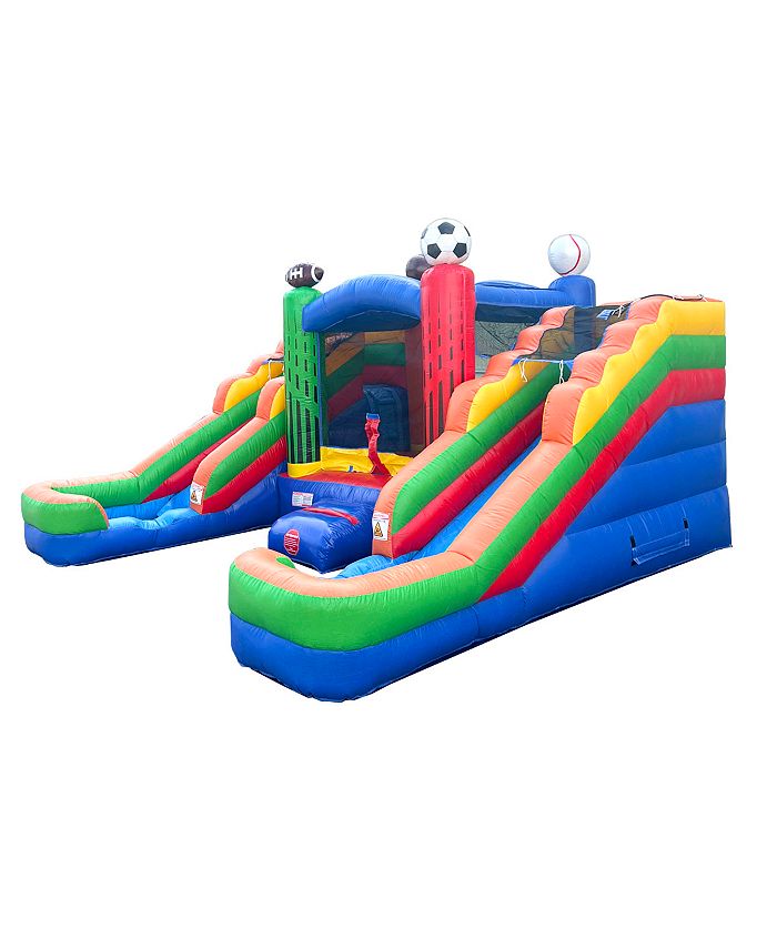 Pogo Bounce House Inflatable Bounce House and Double Slide Combo Unit