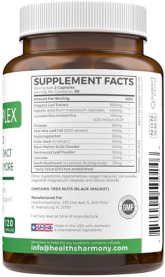 Gut Complex with Caprylic Acid, Oregano Leaf, Probiotics Capsules, Health's Harmony, 120ct