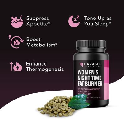 Night Time Fat Burner Capsules for Women, Weight Management for Women, 60ct