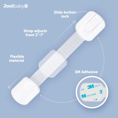 Toddler Multi-Use Safety Strap for Cabinets, Fridges, Drawers, Damage-Free Adhesives Safety Set - 4 Pack