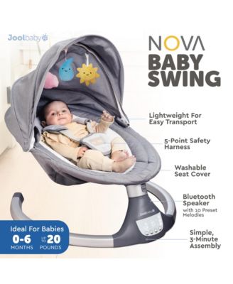 Nova Swing for Newborns - Electric Motorized Infant Swing, Bluetooth Music, 10 Preset Melodies, Remote (Updated Model, Gray)