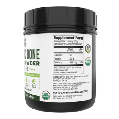 Organic Bone Broth Protein, Left Coast Performance, Unflavored, 16oz