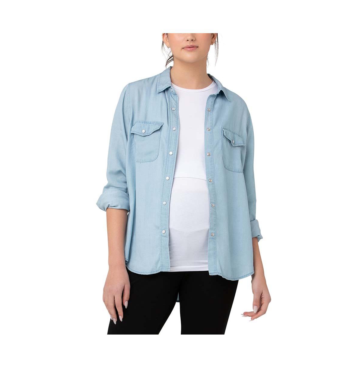Ripe Maternity Maternity Ripe Bec Chambray Women Shirt- Clean fade