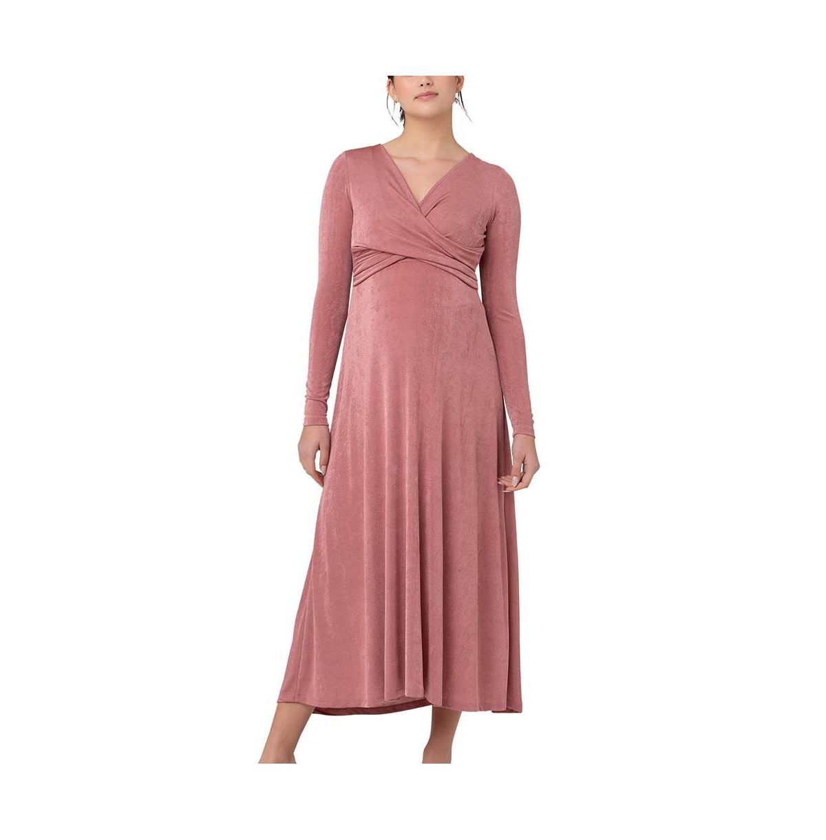 Maternity Ripe Portia V-Neck Nursing Dress Rouge - Rouge