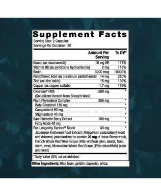 Keratin Hair Booster for Men, Helps Block DHT to Reduce Baldness by Supporting Hair Growth with Saw Palmetto, Biotin, and Beta Sitosterol, Gluten Free, 60 Capsules